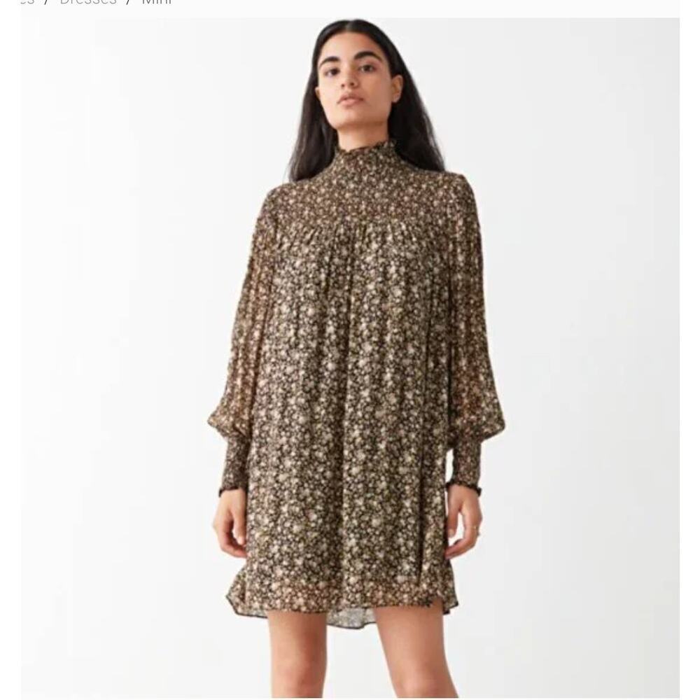 & other stories smocked floral mini dress